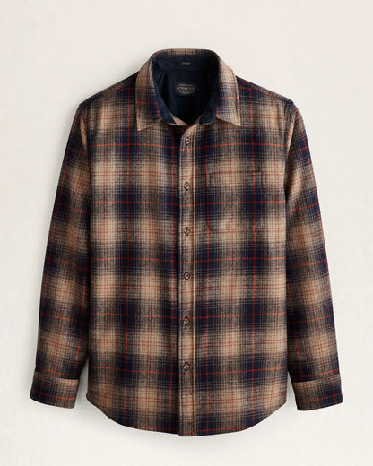 BROWN/NAVY/RED PLAID