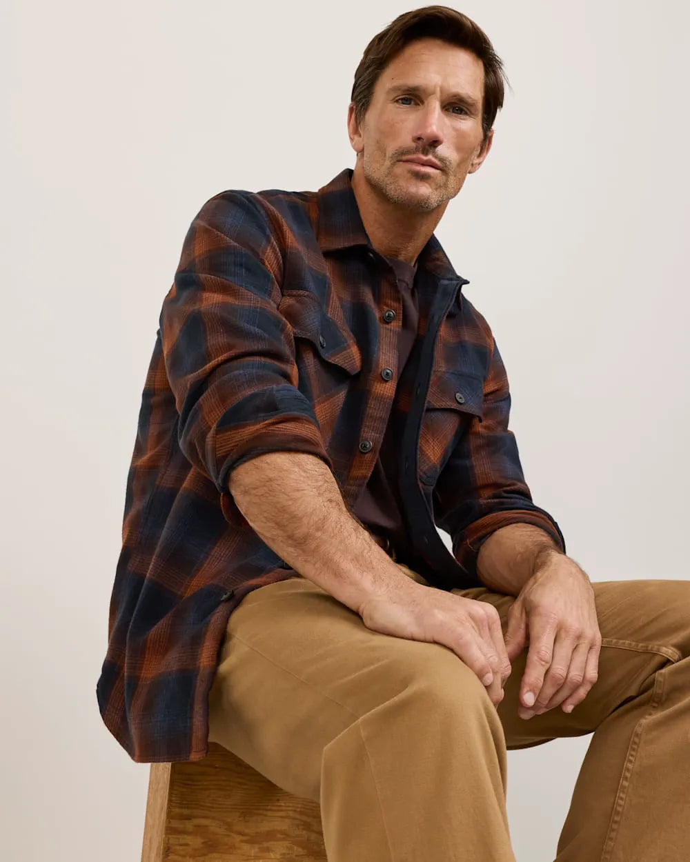NAVY/BROWN PLAID