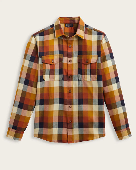 BLUE/COPPER BLOCK PLAID