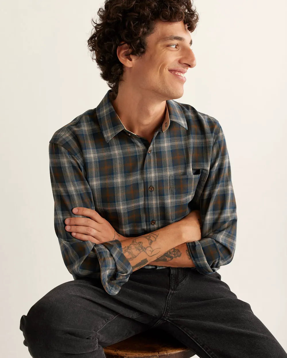 BLUE/BROWN/TAN PLAID