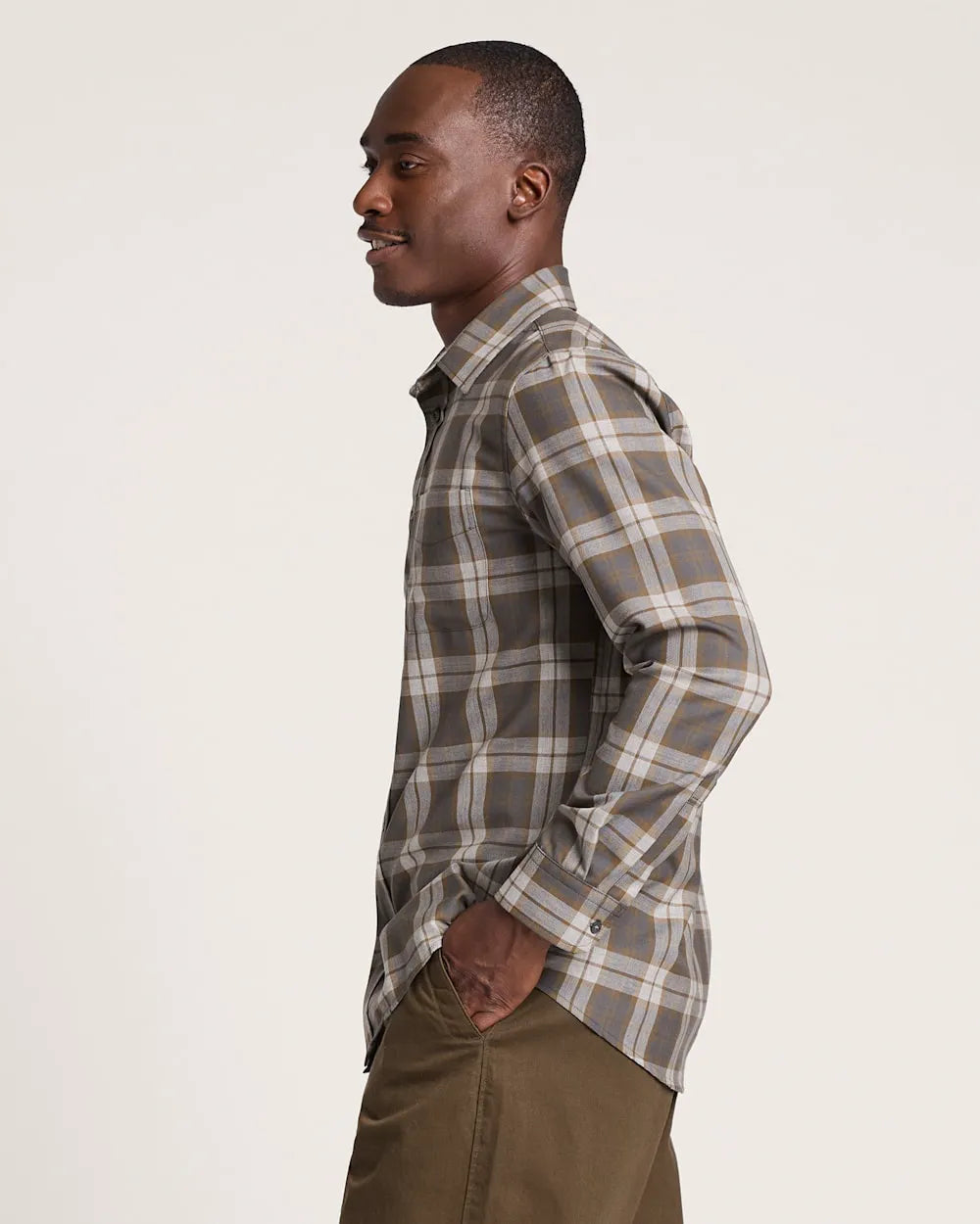 OLIVE/GREY MIX PLAID