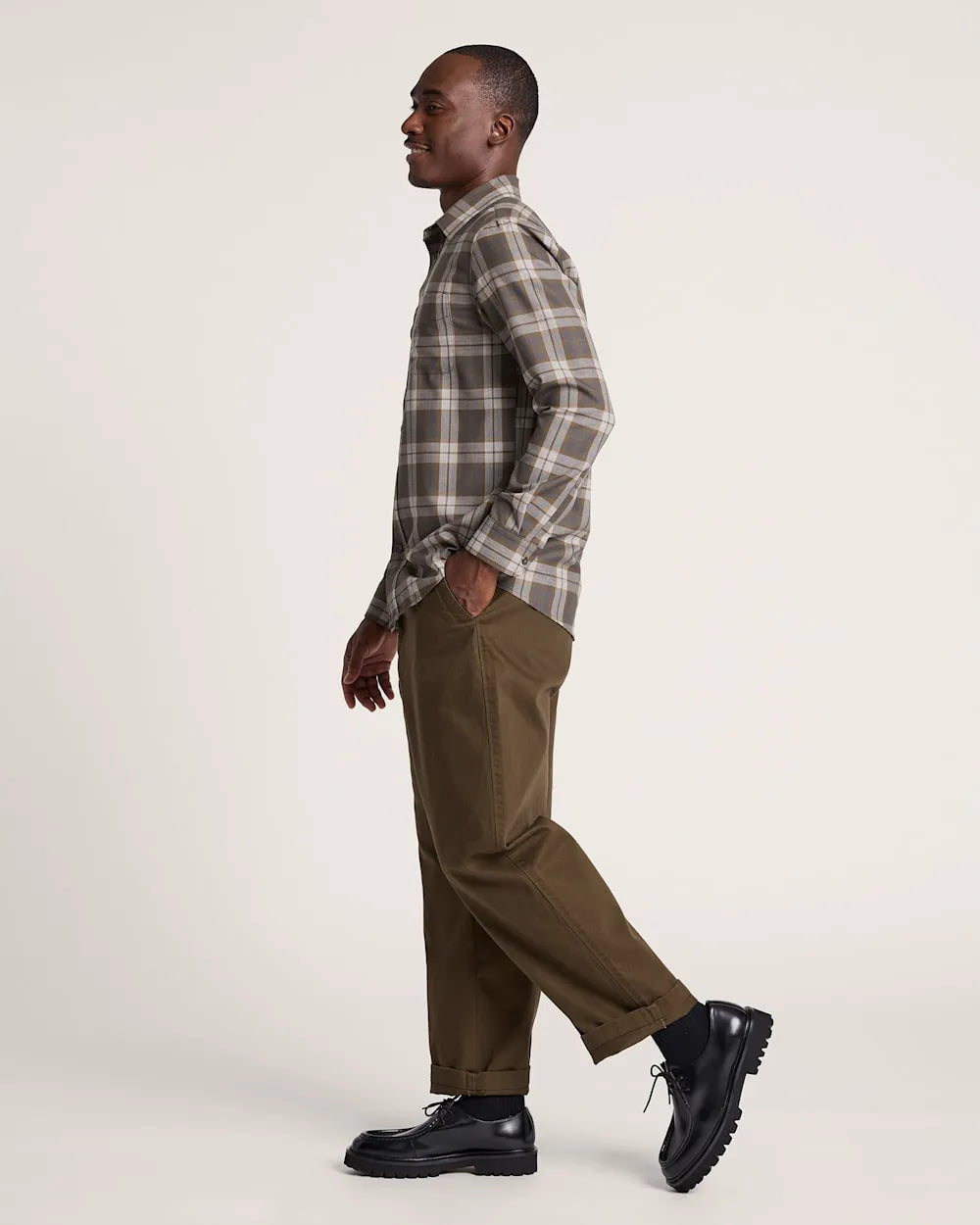 OLIVE/GREY MIX PLAID